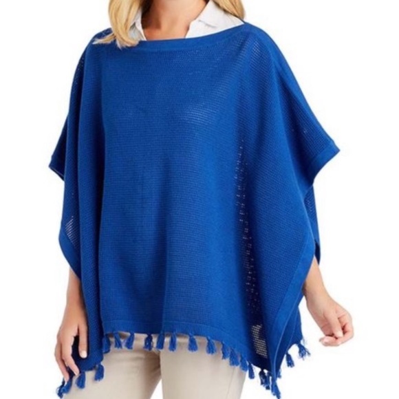J. McLaughlin Sweaters - J. McLaughlin Asha Indigo Blue Poncho OS